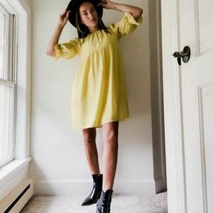 Puff Sleeve Yellow Babydoll Dress Size XL